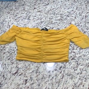 Yellow crop off shoulder! Size Small